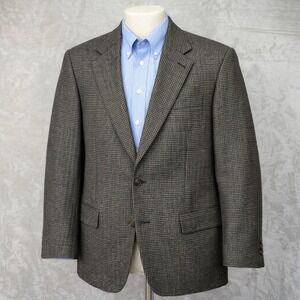 Vtg ENRO Silk Wool Blazer 41R Houndstooth Union‎ Made USA Sport Coat Jacket Ivy
